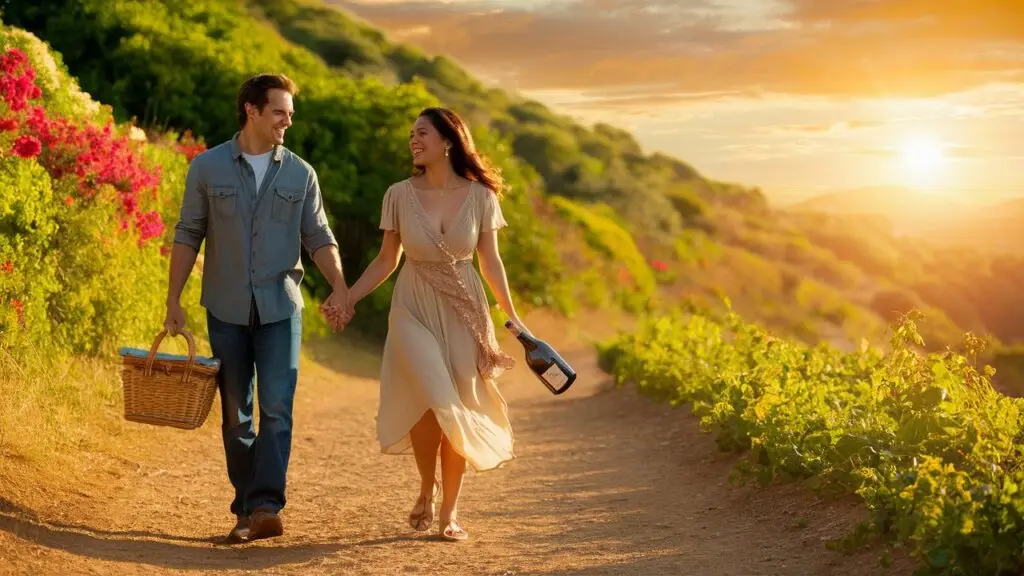 un couple d'amoureux en balade