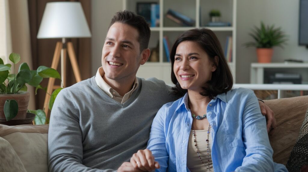 a photo of a man and a woman sitting on a sofa in uFMF6lirRlmrEaoqd28IYA j coCoB T1q27p1Y0jwPnw 1