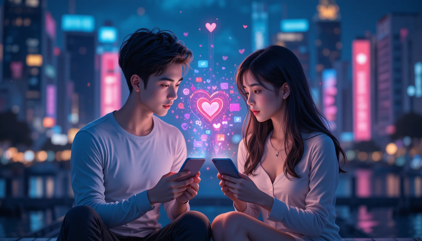 Un homme et une femme tiennent des portables